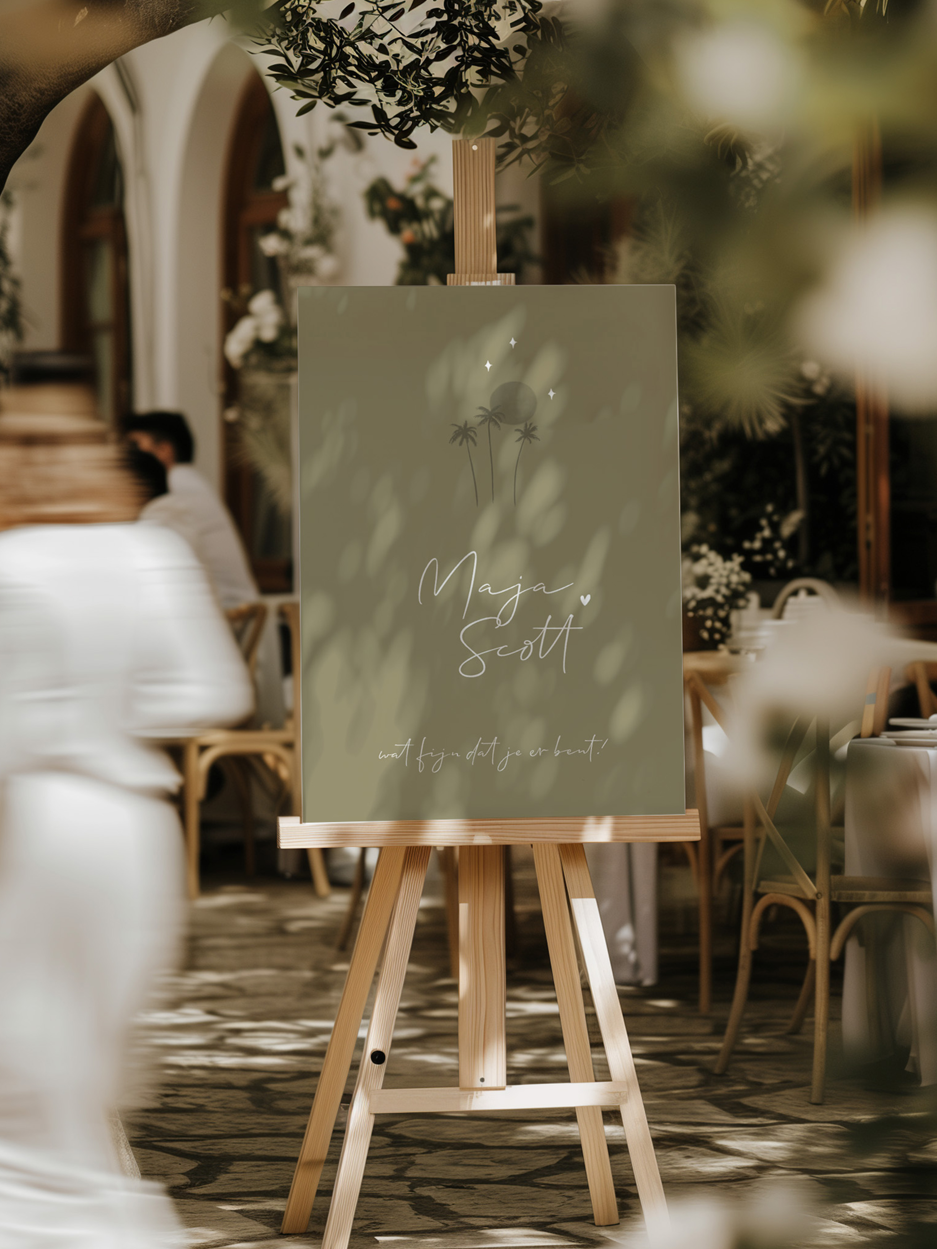 40x60cm bruiloftsbord welkom palmbomen sterren bruiloft
