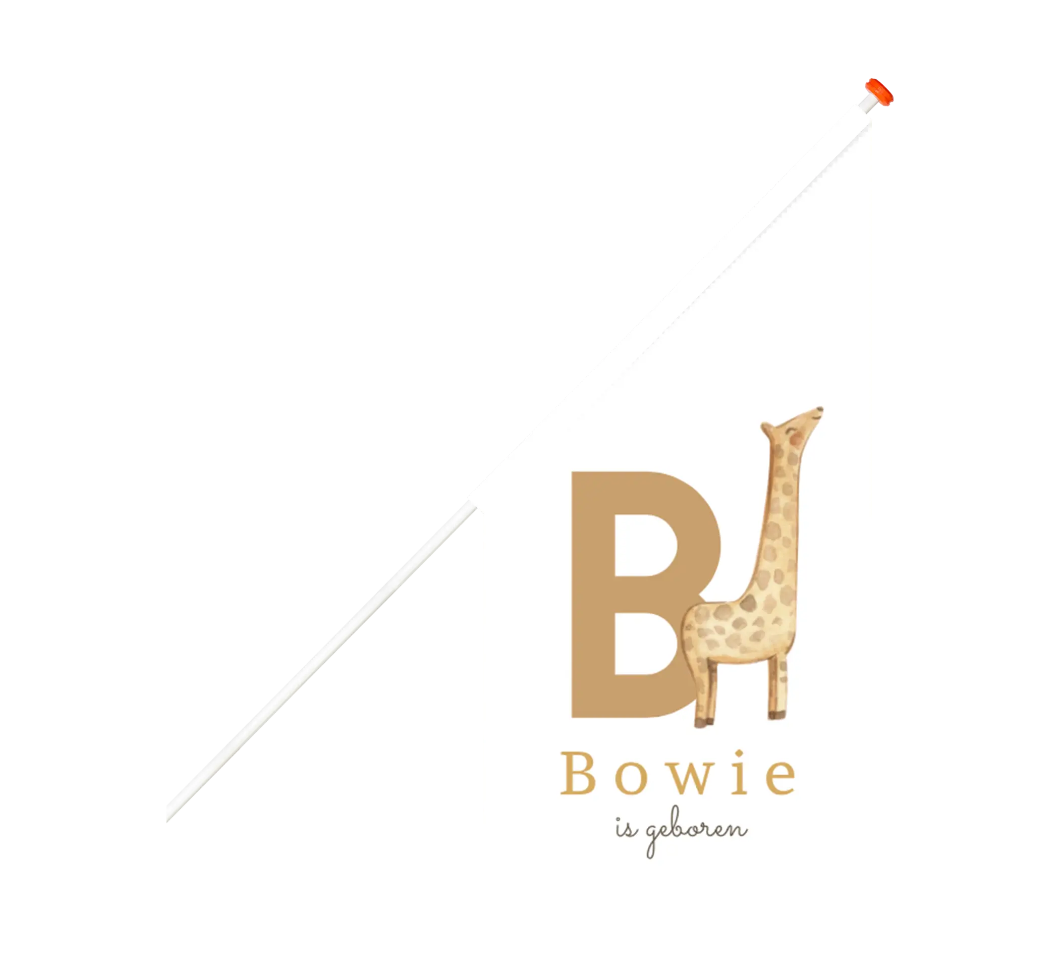 Geboortevlag wit met initiaal en giraffe