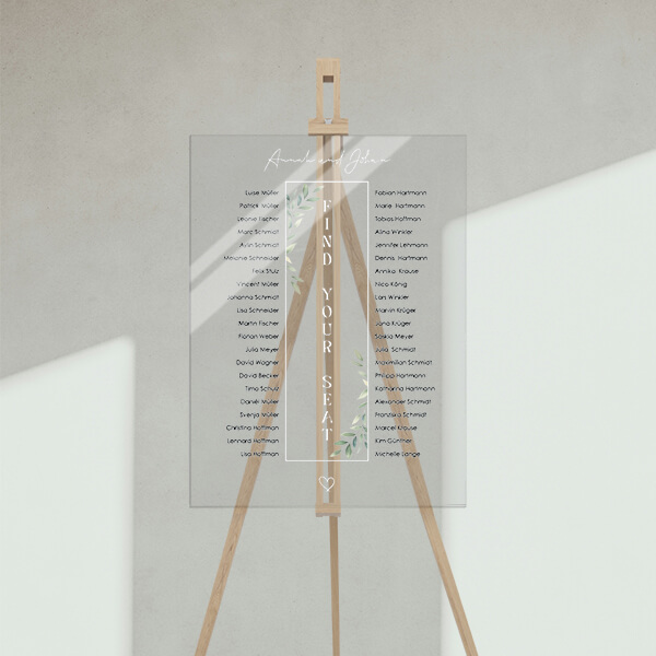 Sitzplan mit Tisch und Zweige