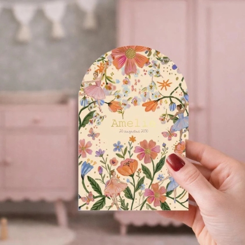 Geboortekaartje meisje bloemen ballerina