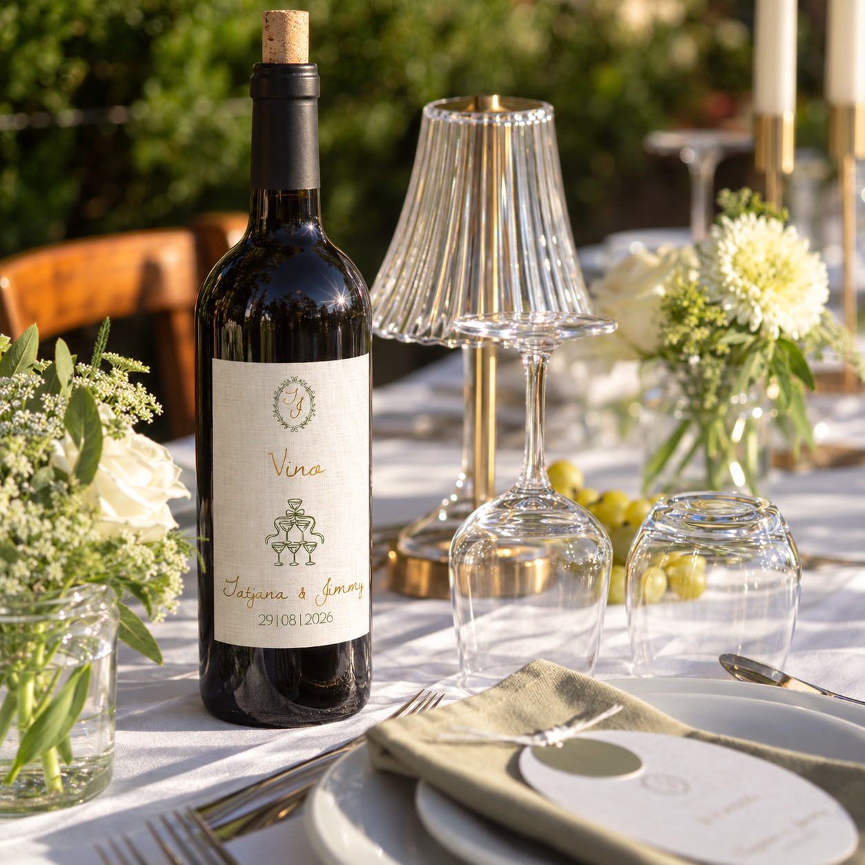 Fles etiketten bruiloft Italian chic