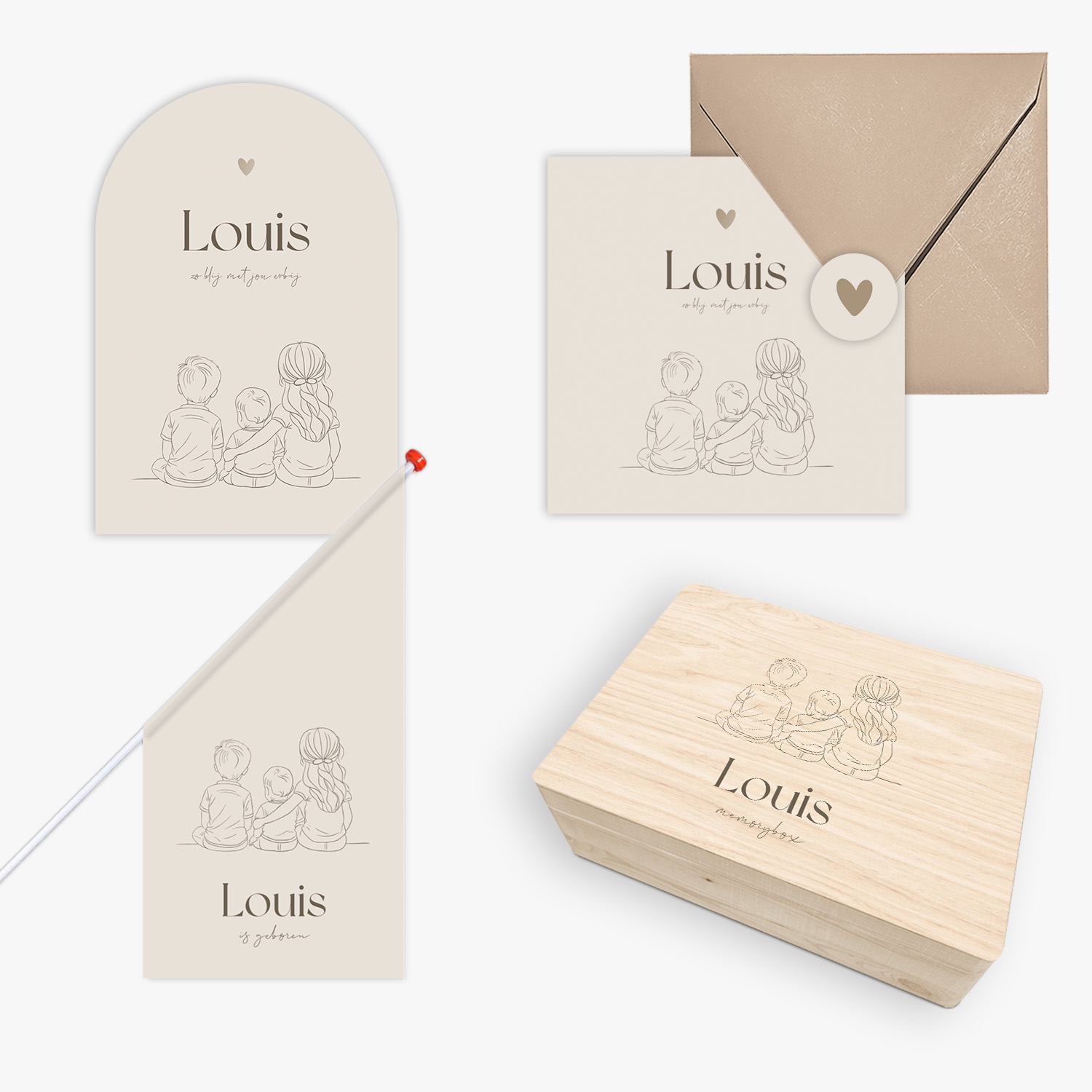 doorlink geboortekaartjes set sibling stories