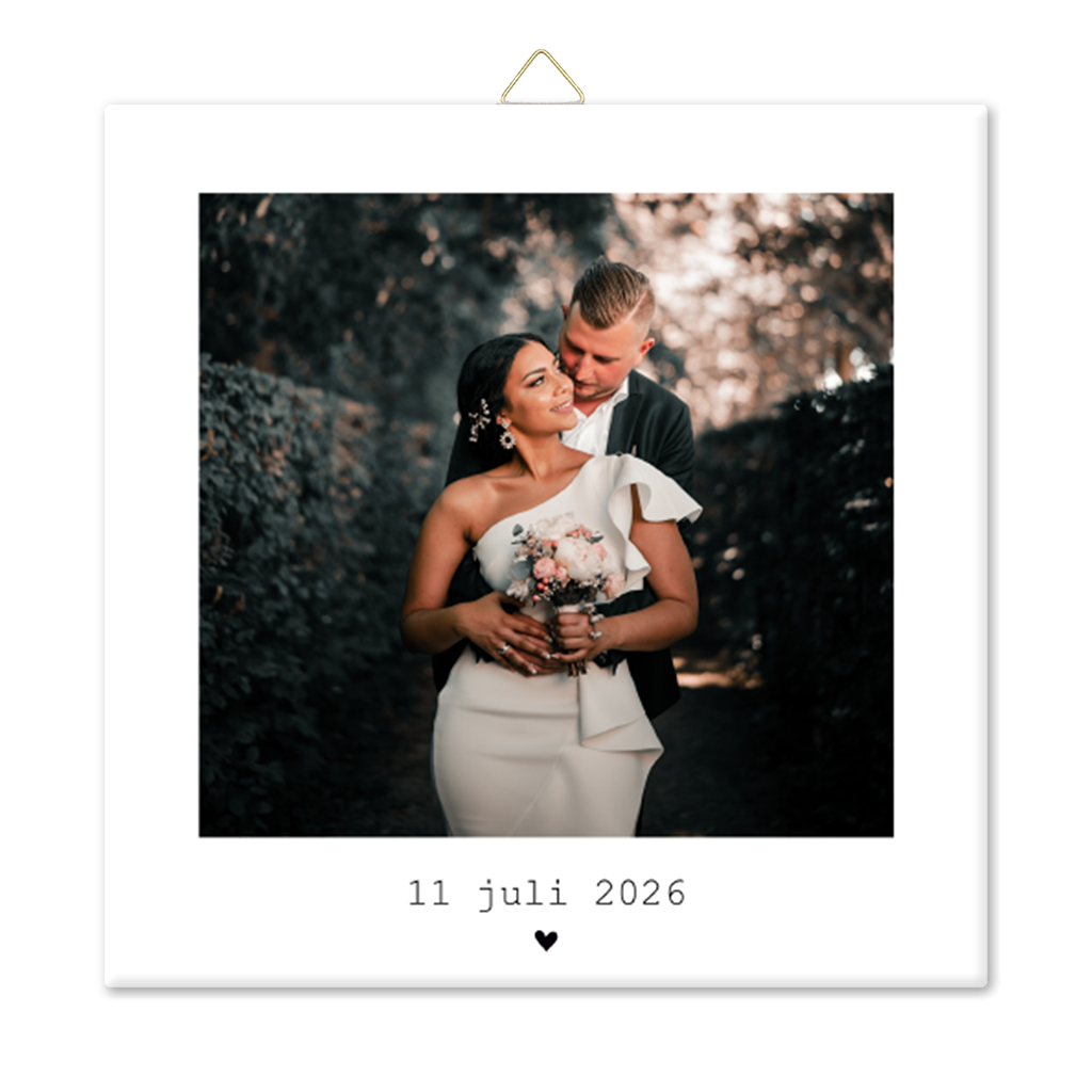 Fototegeltje met klein hartje en persoonlijke foto