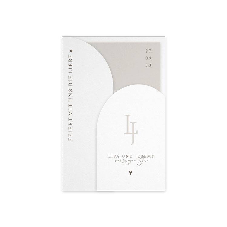 Elegante Hochzeitseinladung in Beige und Braun mit schlichtem Design (teil 2/2)*