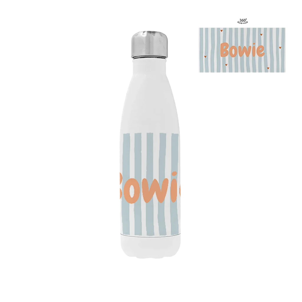 Rvs drinkfles met naam en strepen