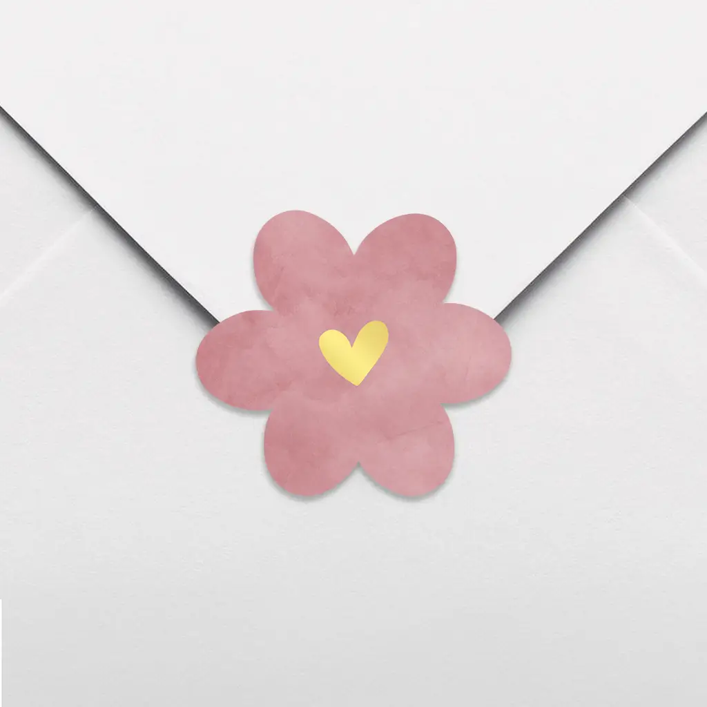 Sluitsticker roze in bloemvorm - per 20 stuks