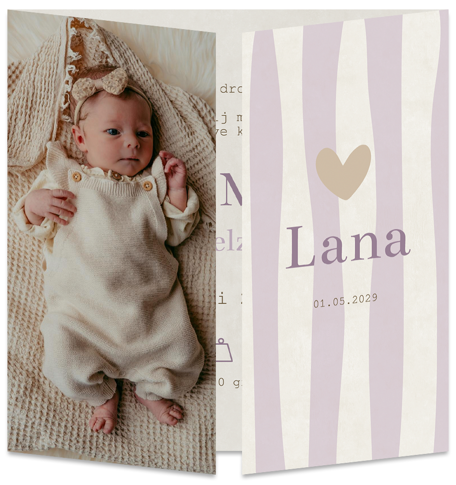 Geboortekaartje Meisje Streepjes Luikkaartje Babyfoto