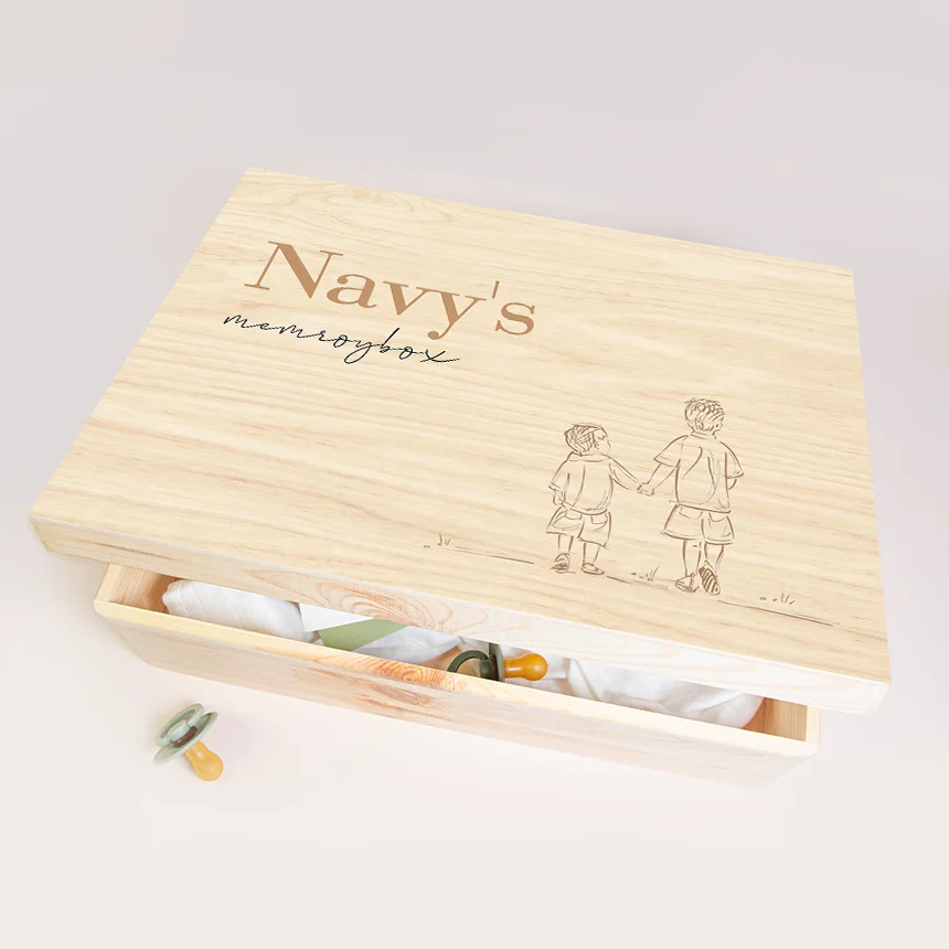 Memorybox hout voor klein broertje