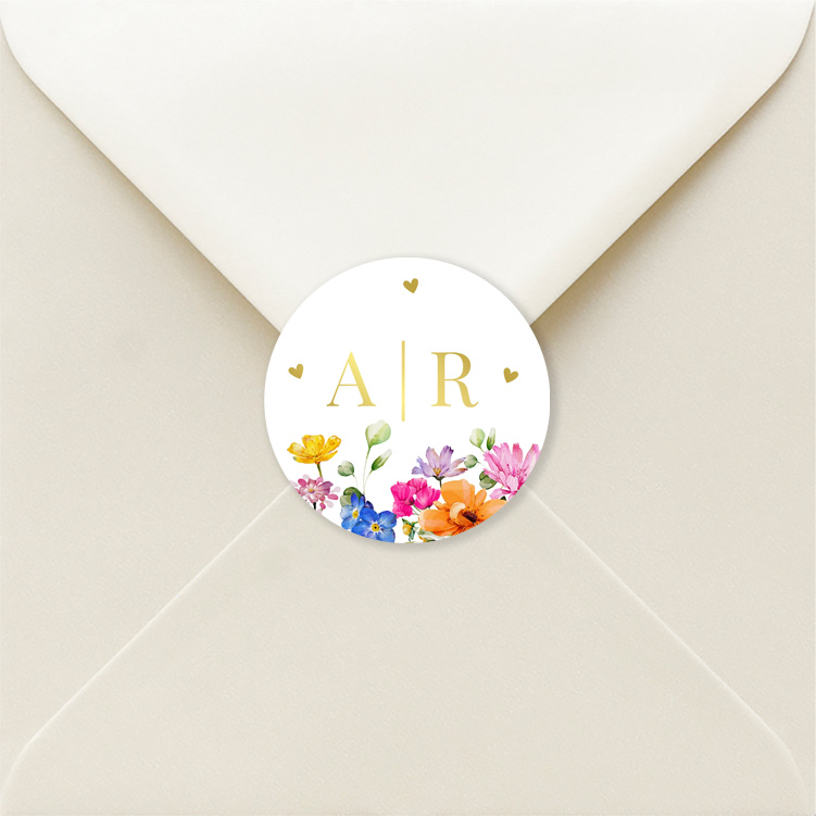 Sluitzegel huwelijk bloemen goudfolie Bright Flowers