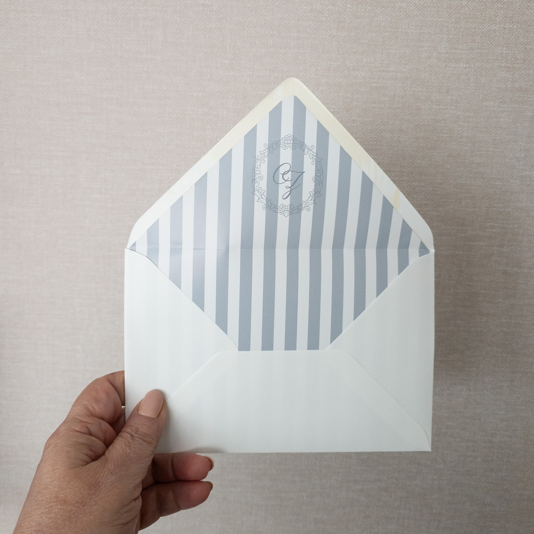 envelop inlay blauw gestreept