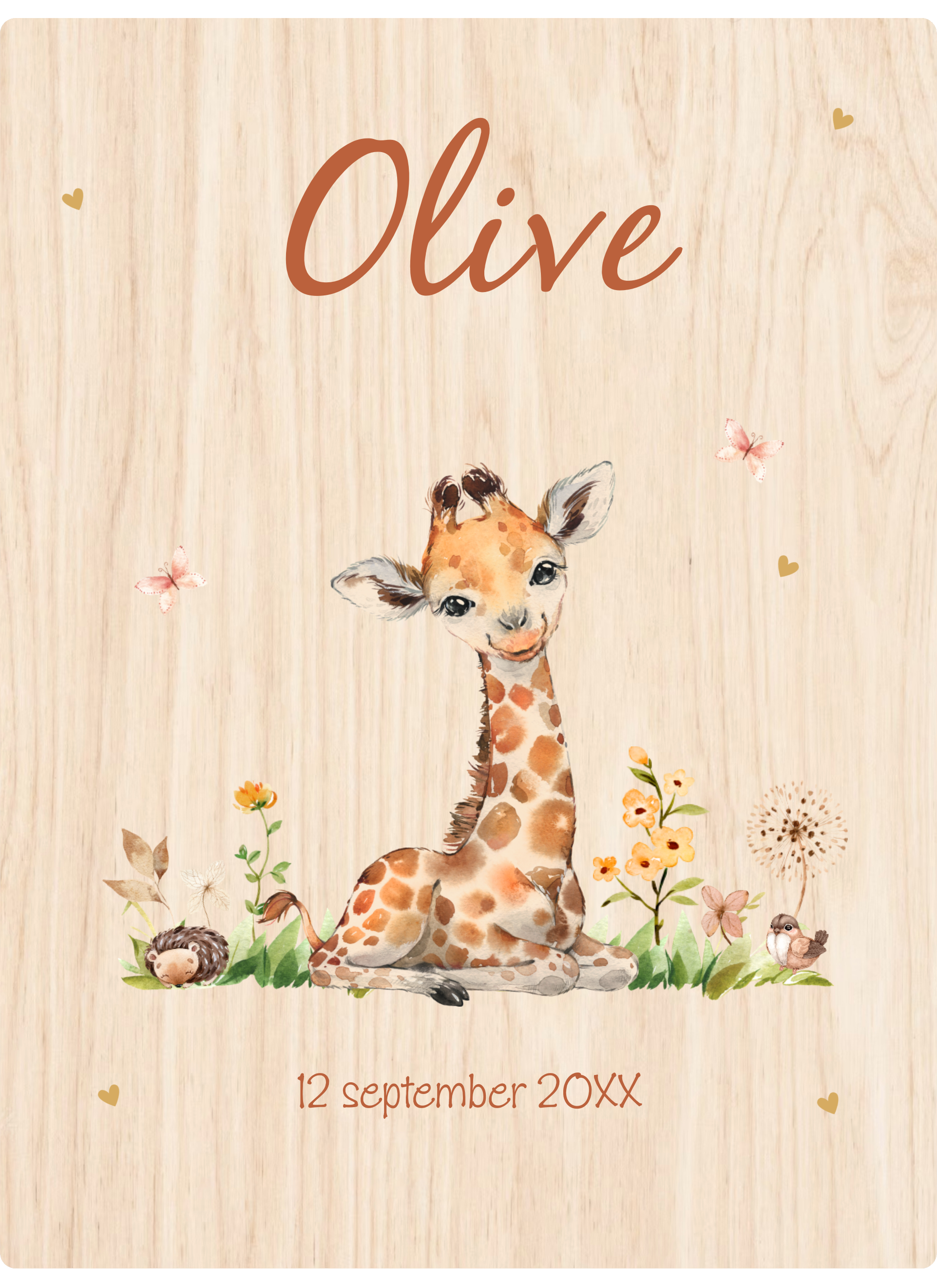 Memorybox hout met giraffe