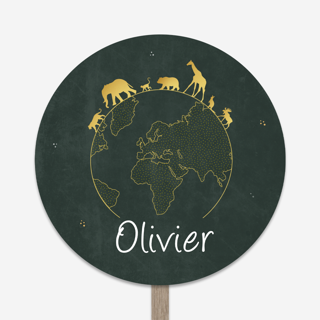 Tuinbord Rond Dieren Wereldbol Goudkleur
