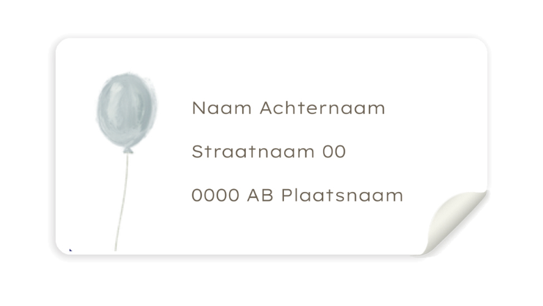 ADRESSTICKERS GEBOORTE BABY BLAUWE BALLON