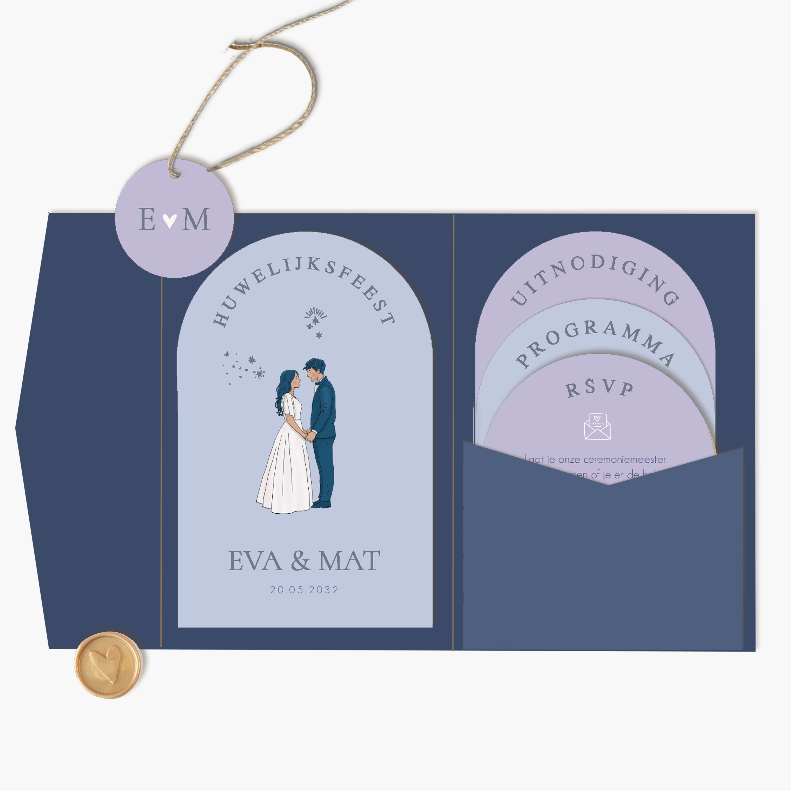 Pocketfold ronde boog met huwelijkspaar