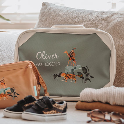 Koffertje met naam en jungledieren