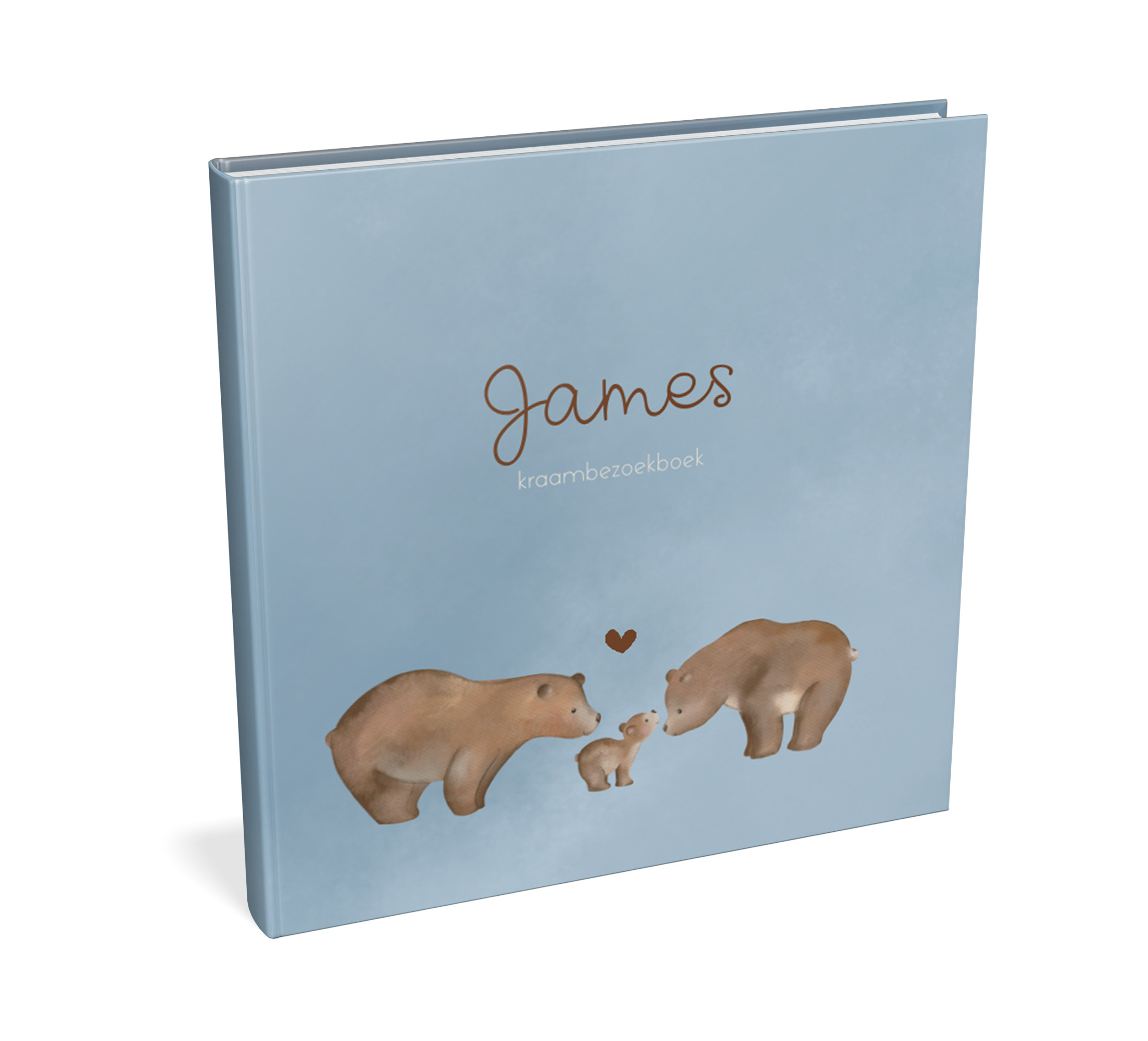 Lief kraambezoekboek met watercolour en berenfamilie