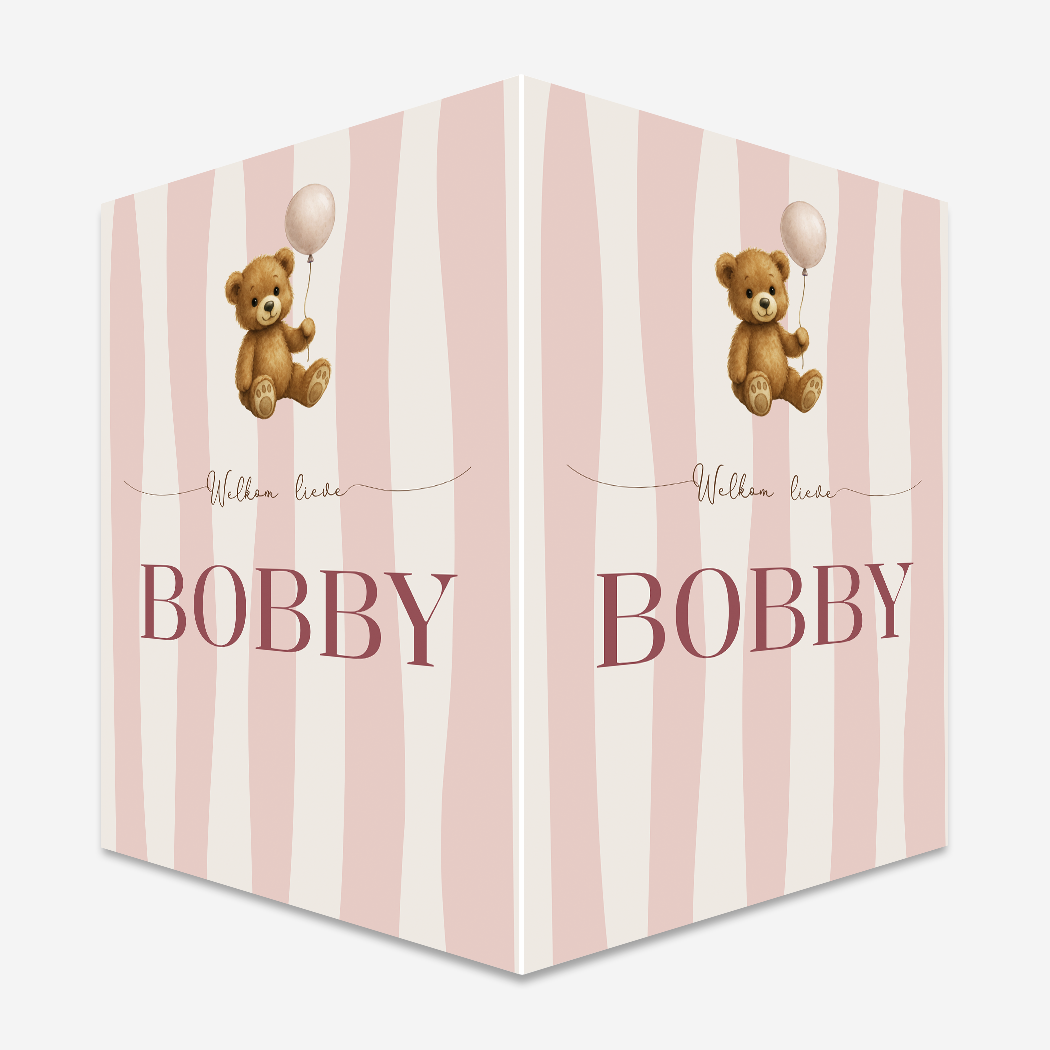 Geboortebord raambord meisje beer strepen