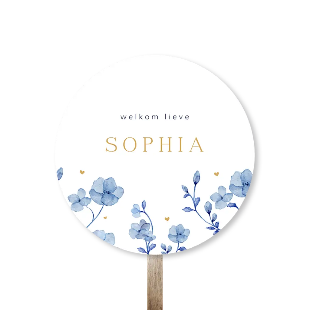 Tuinbord met delfts blauwe bloemen