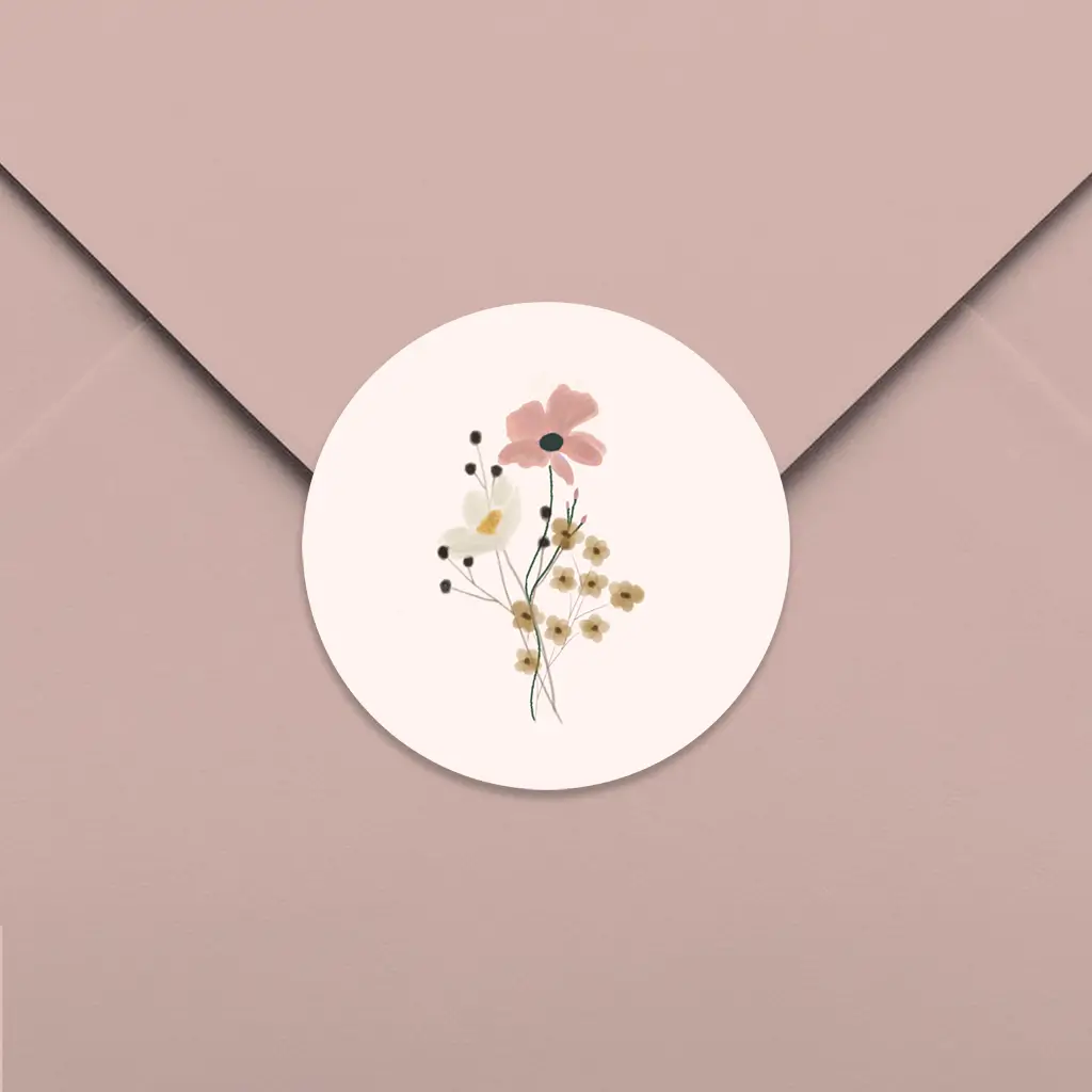 Prachtige sluitsticker met watercolour bloemen - per 25 stuks