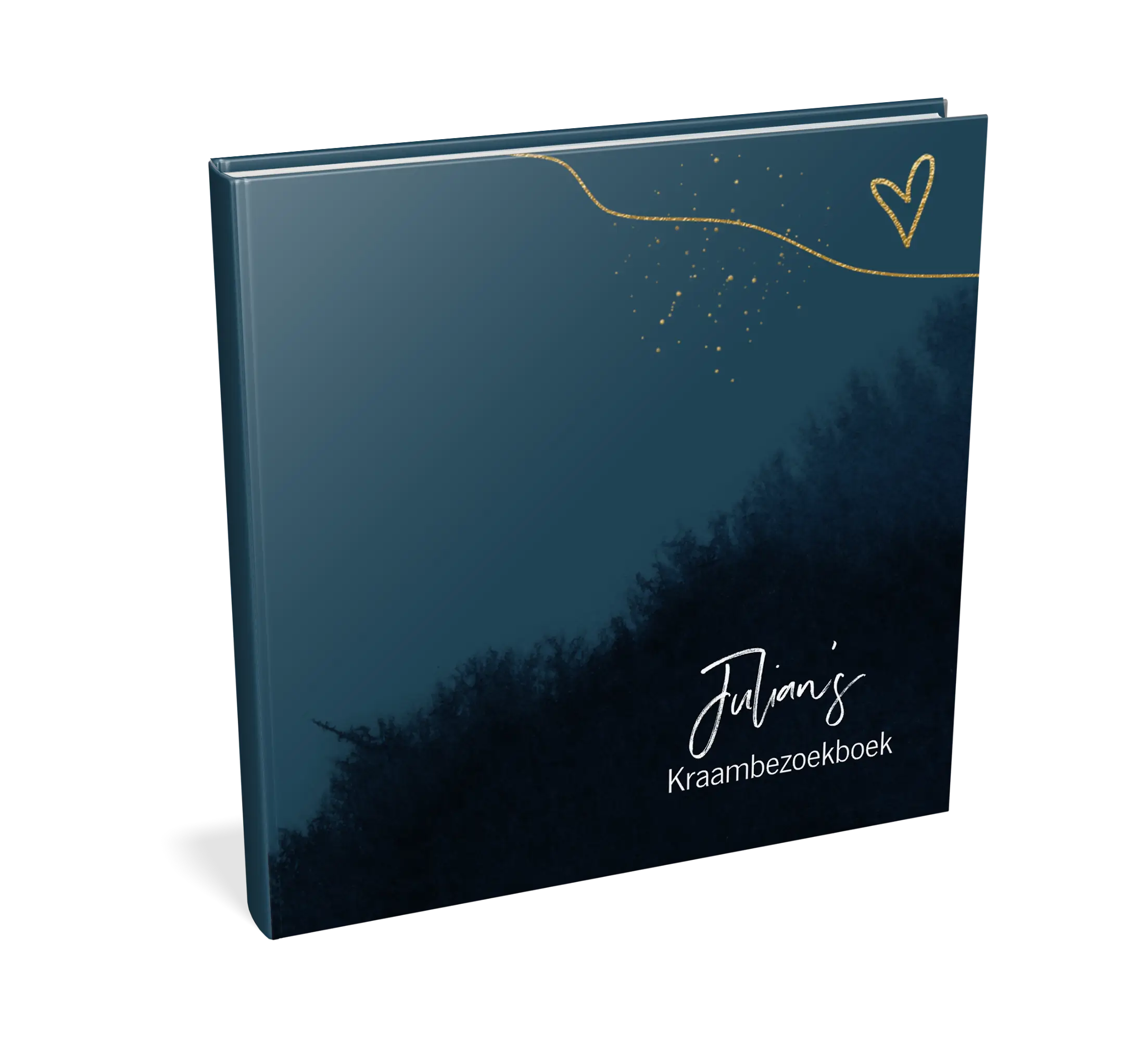 Kraambezoekboek blauw met walvissen en goudlook - met invulpagina's