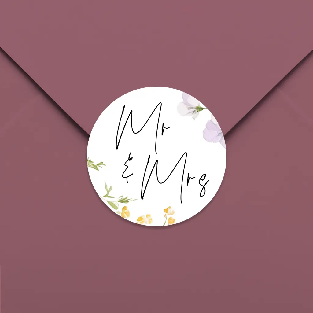 Aufkleber mit Aquarell-Blumen ø 35 mm - 25 Stück