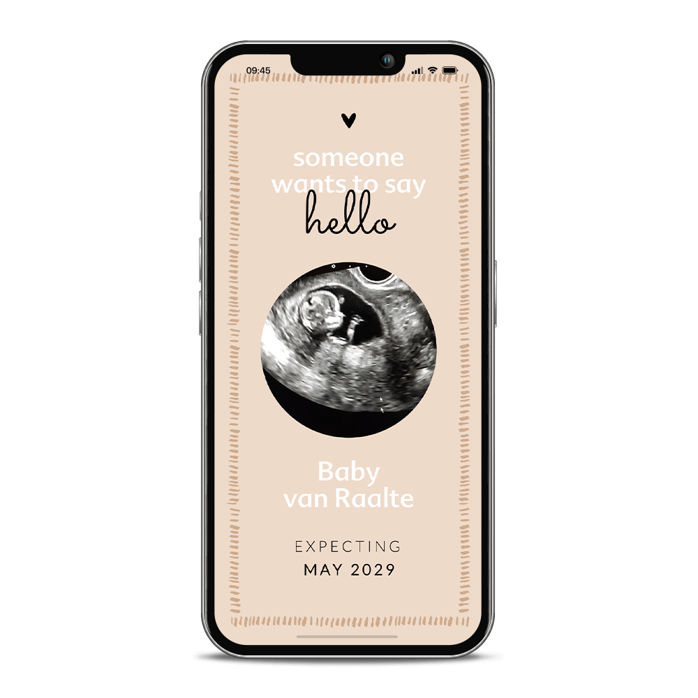 Digitale zwangerschapsaankondiging met echo