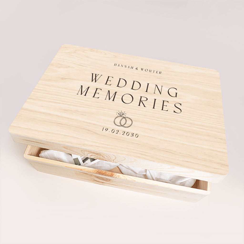 Herinneringsdoos huwelijk klassiek met ringen