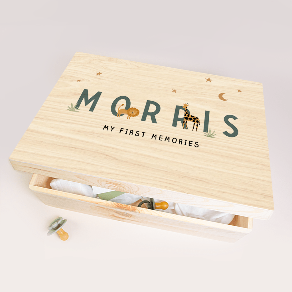 Memorybox met jungle dieren en sterrenhemel