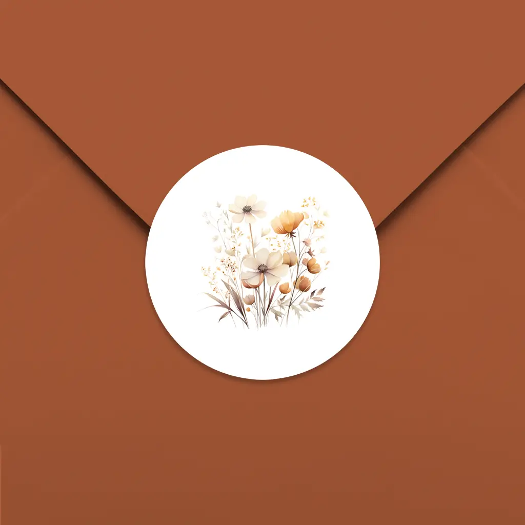 Sluitzegel met romantische bloemen - per 25 stuks