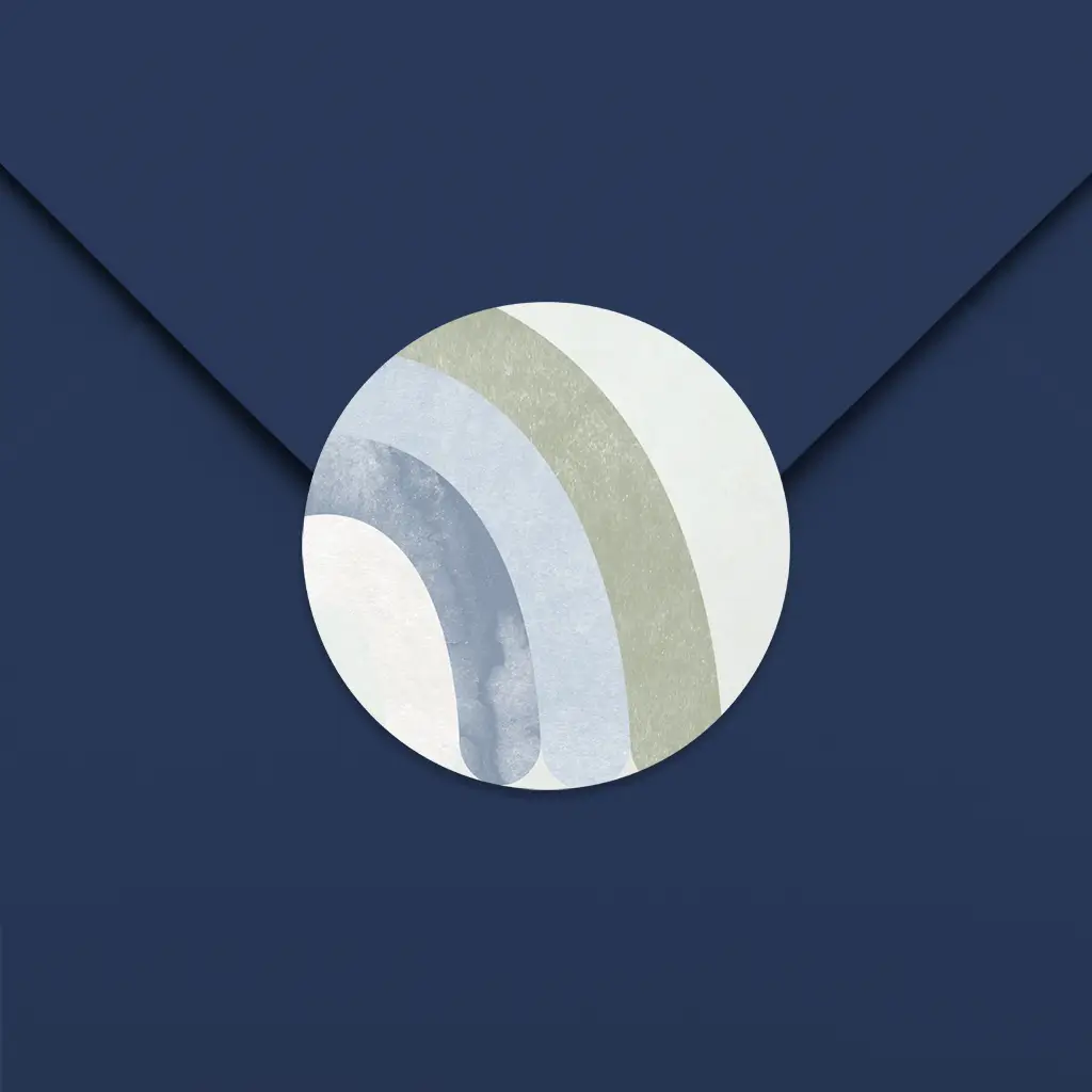 Sluitsticker groen met watercolour regenboog - per 25 stuks