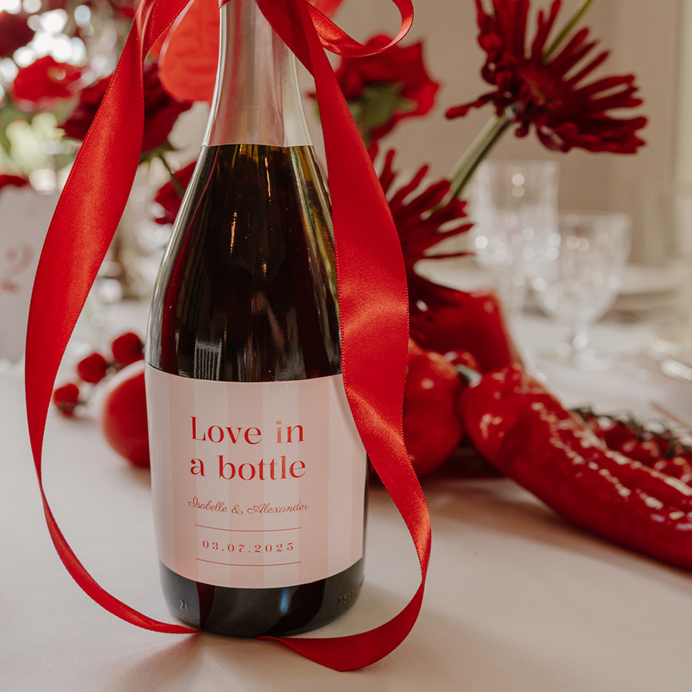 Wijnetiket liggend Loving Red