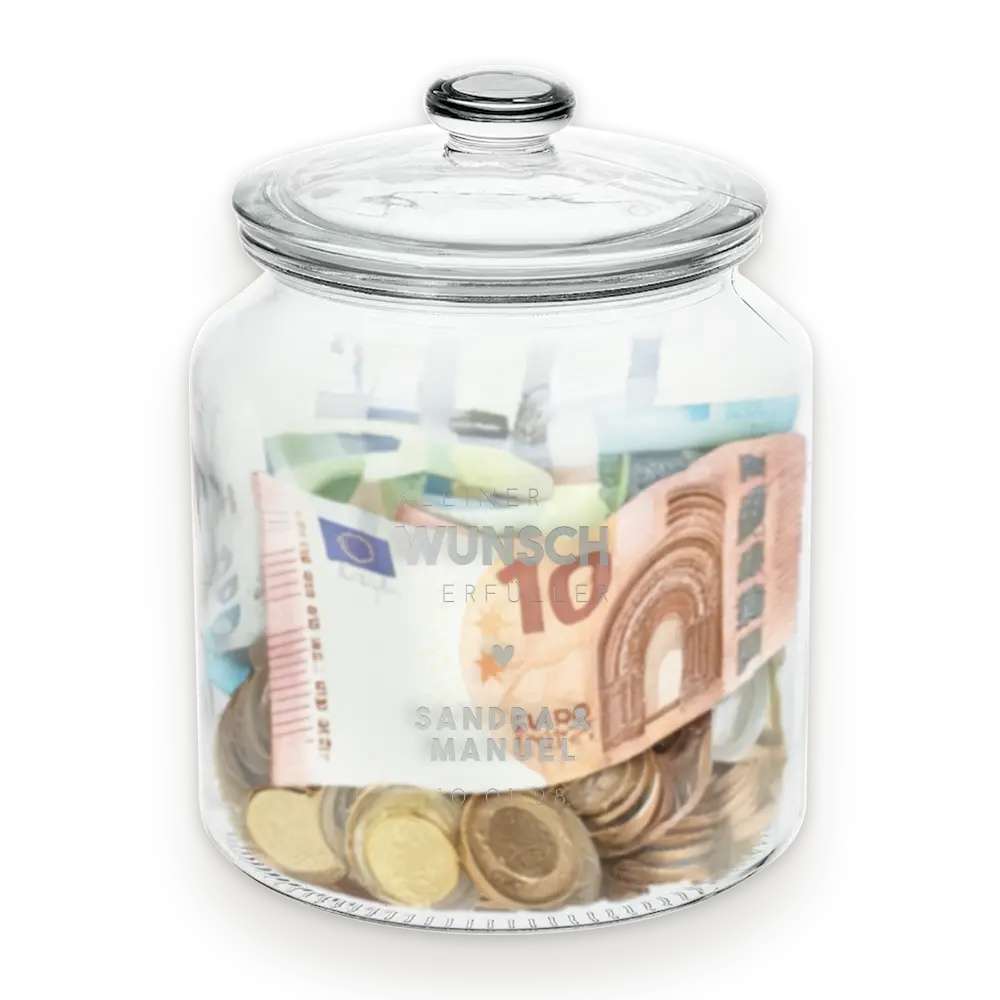 Geldgeschenk Bonbonglas mit Gravur Kleiner Wunsch Erfüller für Hochzeit
