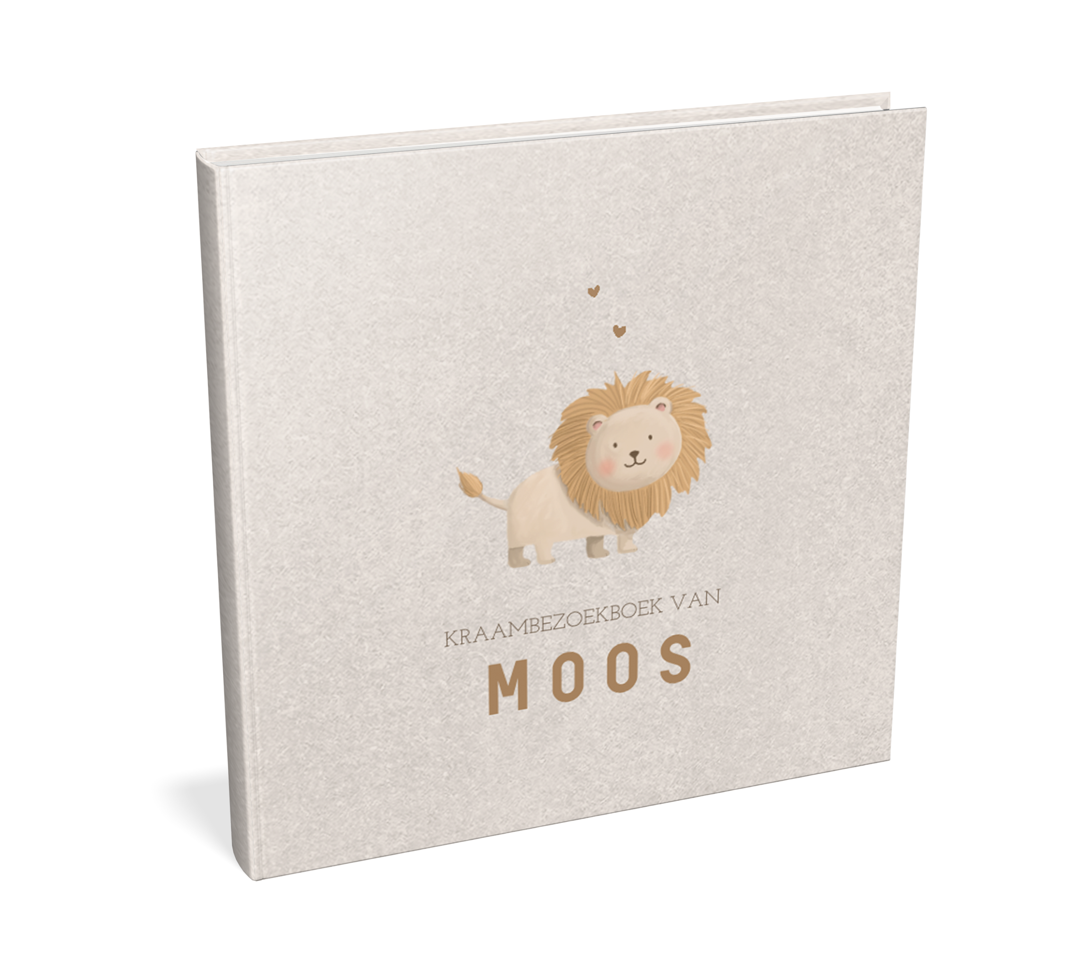 Kraambezoekboek beige met illustratie leeuwtje
