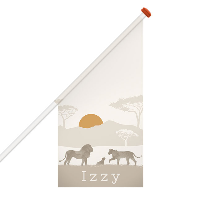 Unisex geboortevlag leeuwen welpje in savanne