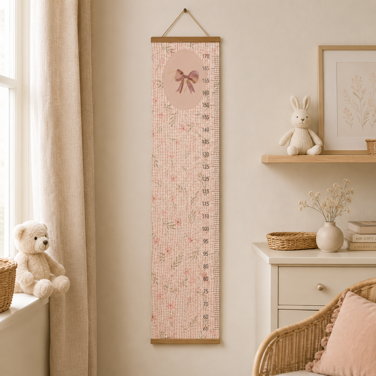 Groeimeter met linnenlook en bloemen