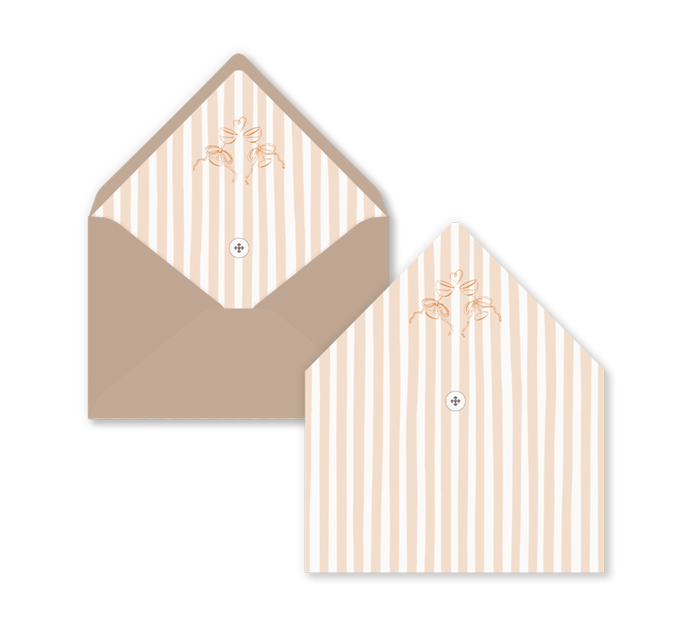 Envelop inlay met streeppatroon en wijnglazen | voor envelop 12 x 18 cm