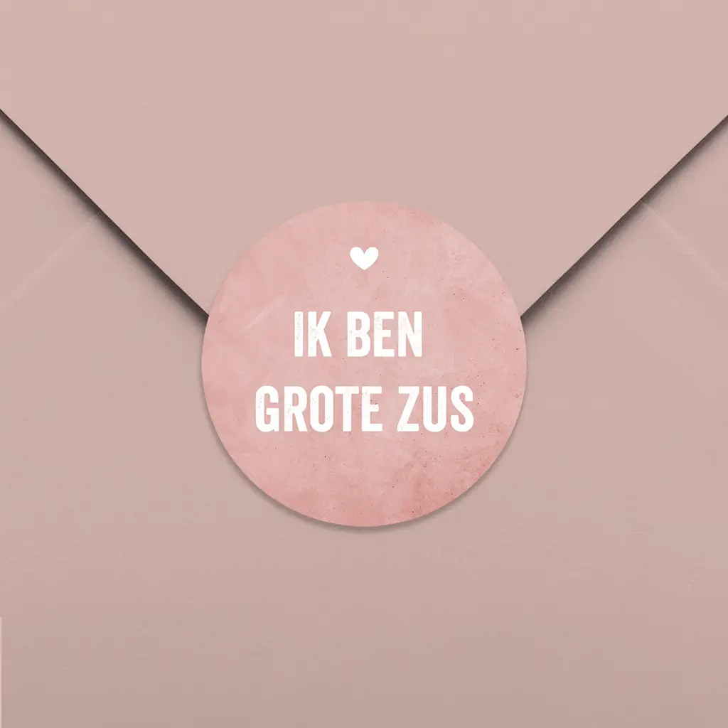 Sluitsticker met roze velvet-look en hartje - per 25 stuks