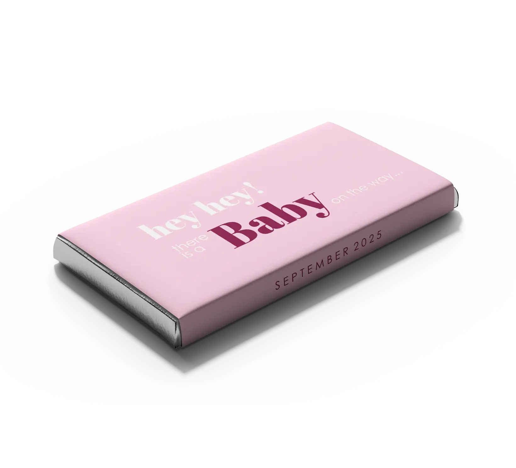 Zwangerschapsaankondiging chocoladewikkel roze met quote