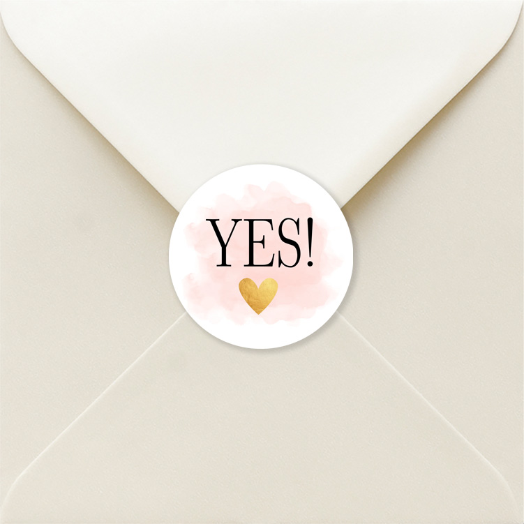 Sluitzegels huwelijk roze watercolour goudlook