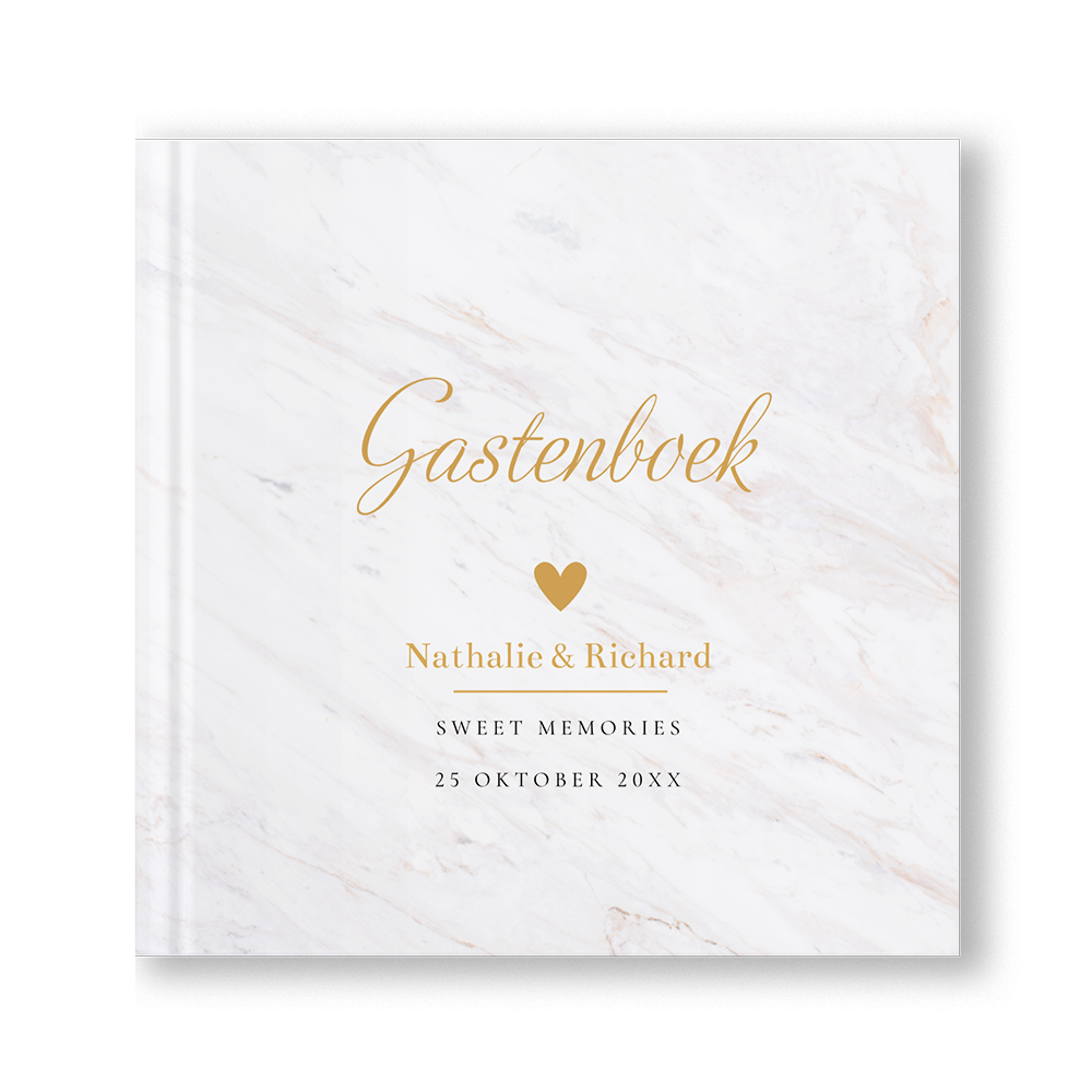 Gastenboek bruiloft wit marmerlook