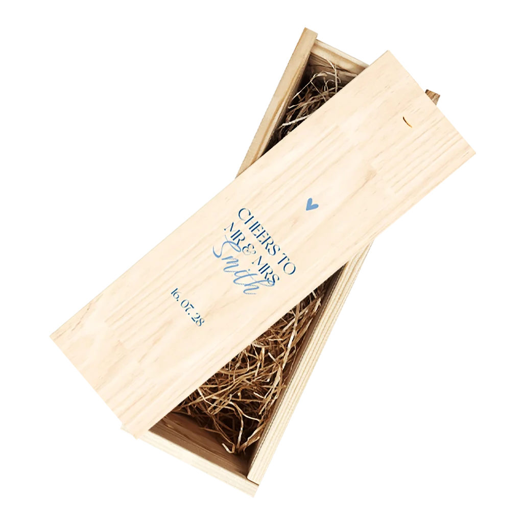 Wijnkist huwelijkscadeau Mr & Mrs in blauw