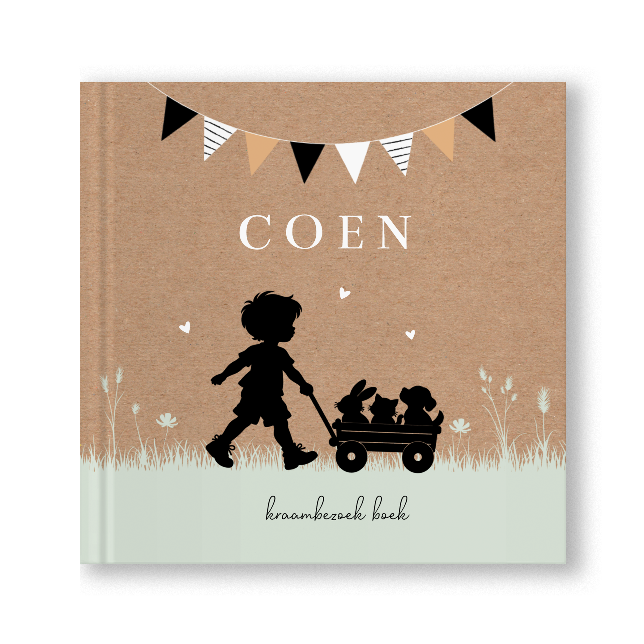 Kraambezoek boek silhouet jongen kraftlook slinger