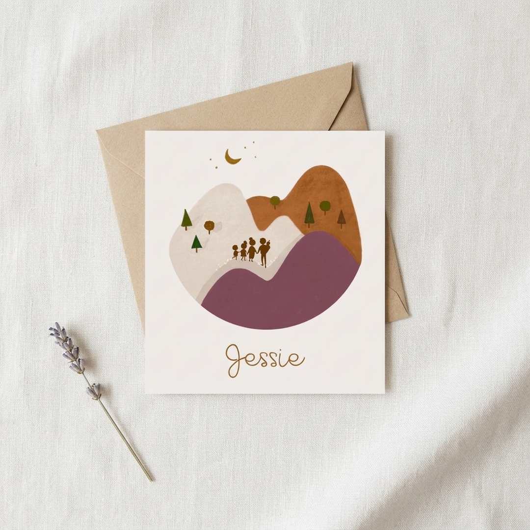 Geboortekaartje silhouette gezin zus broer zusje