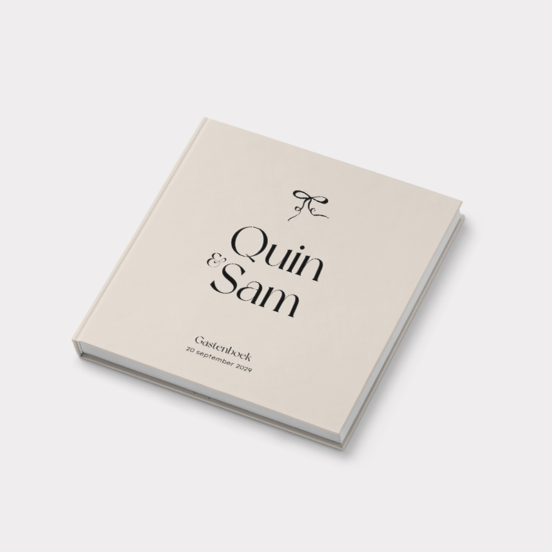 Chique gastenboek bruiloft met strikje