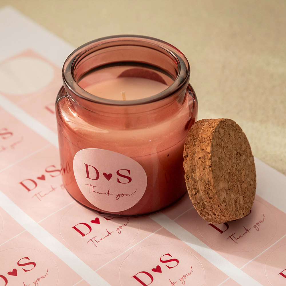 Sticker bruiloft bedankje Pink Love