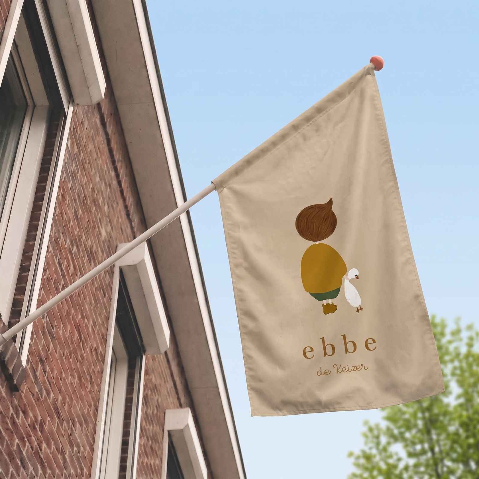 Geboortevlag jongen knuffel gans