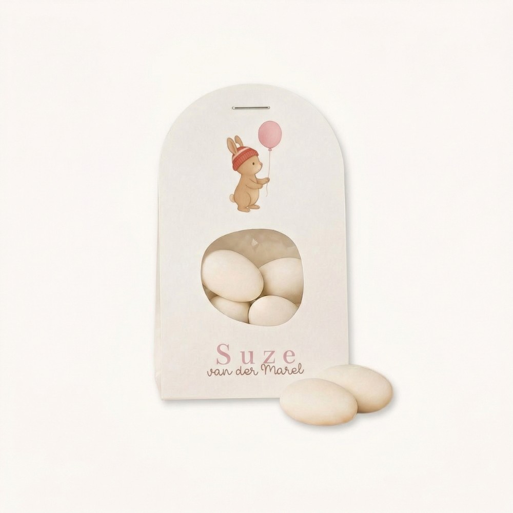 Doopsuiker wikkel meisje winter konijntje roze ballon