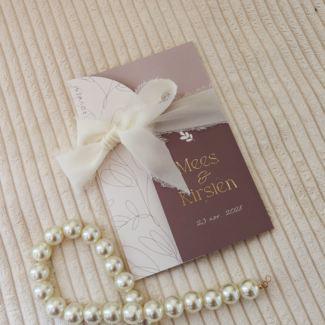 Drieluik trouwkaart L'amour Blush