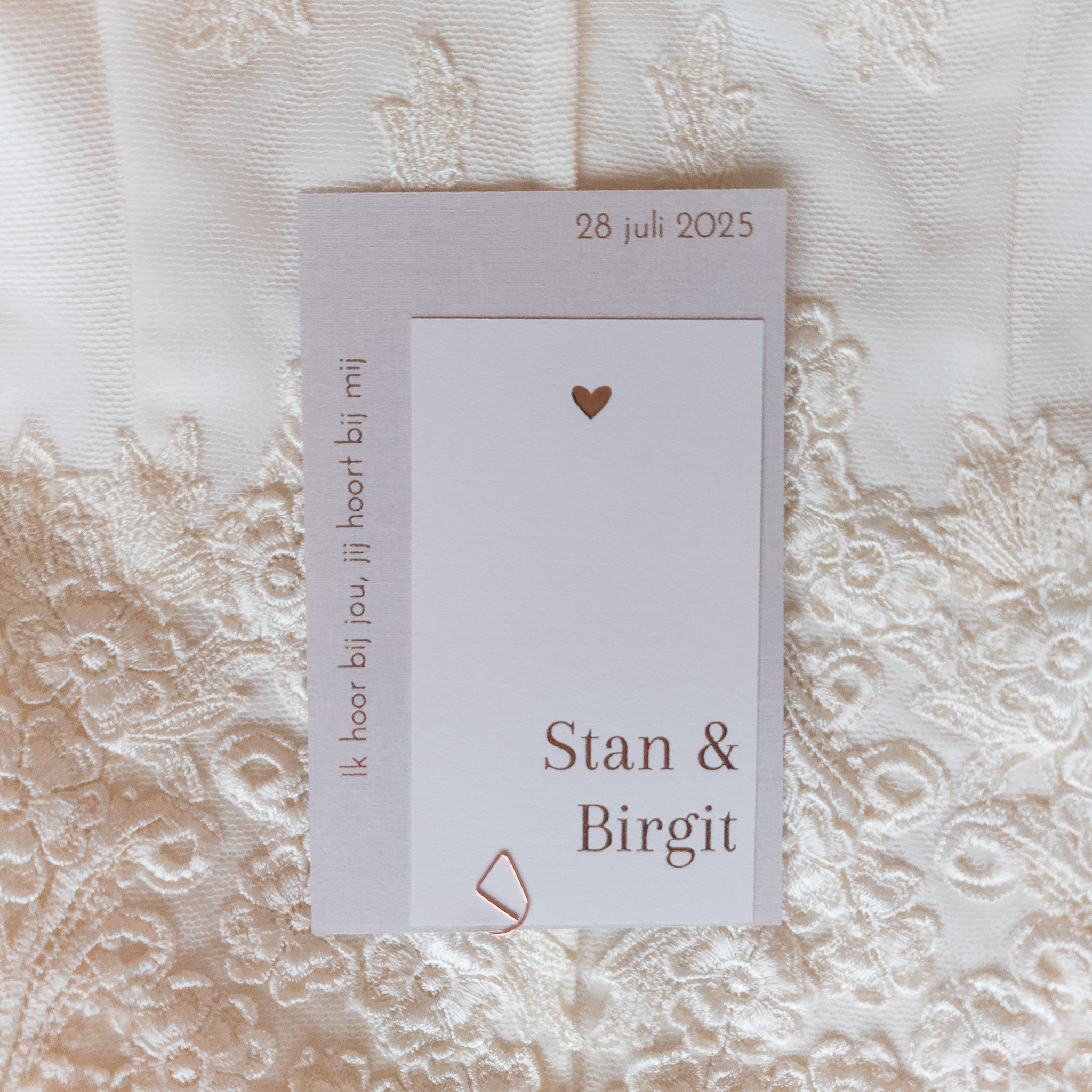 Trouwkaart linnen look 2 delen