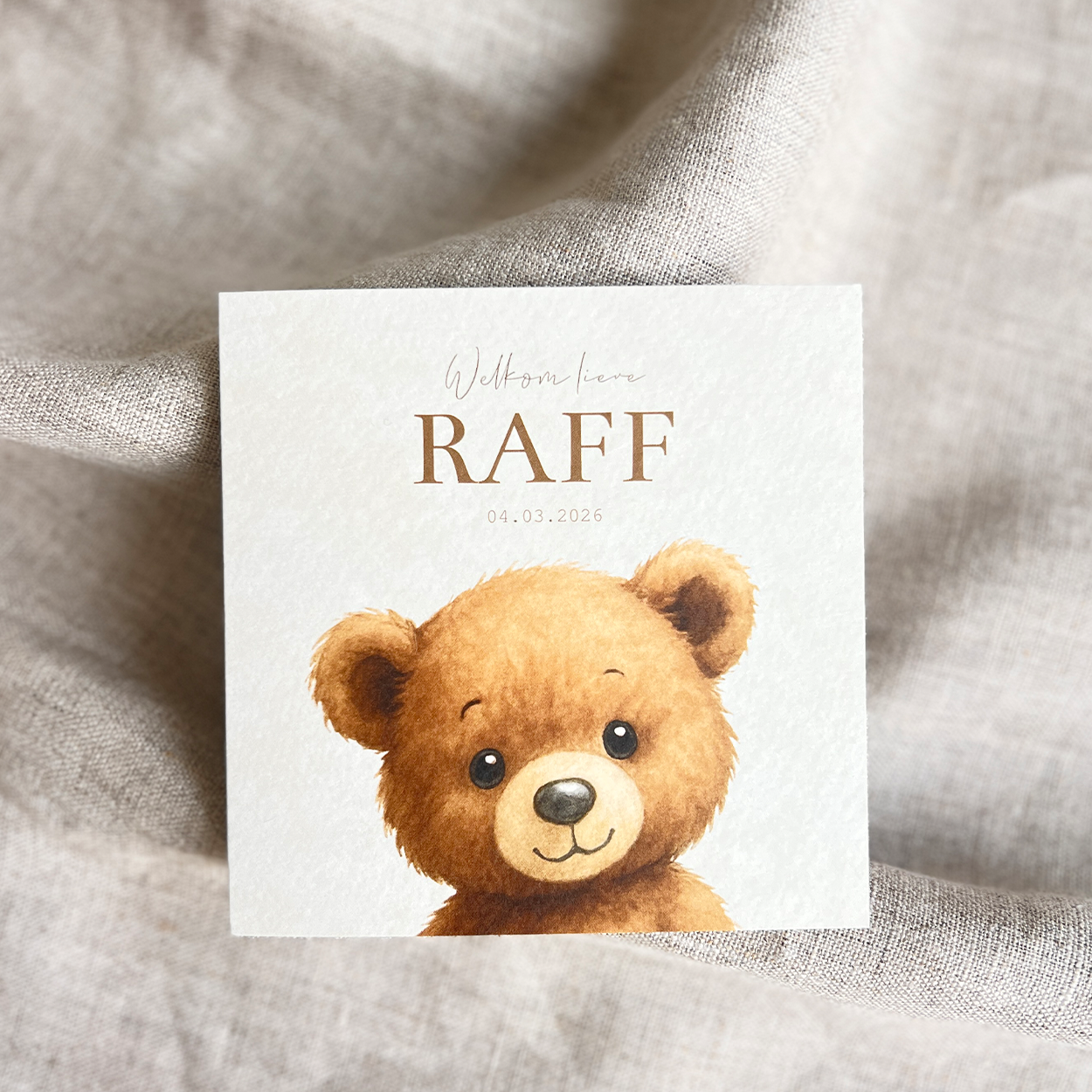 Geboortekaartje Jongen Velvetlook Teddybeertje